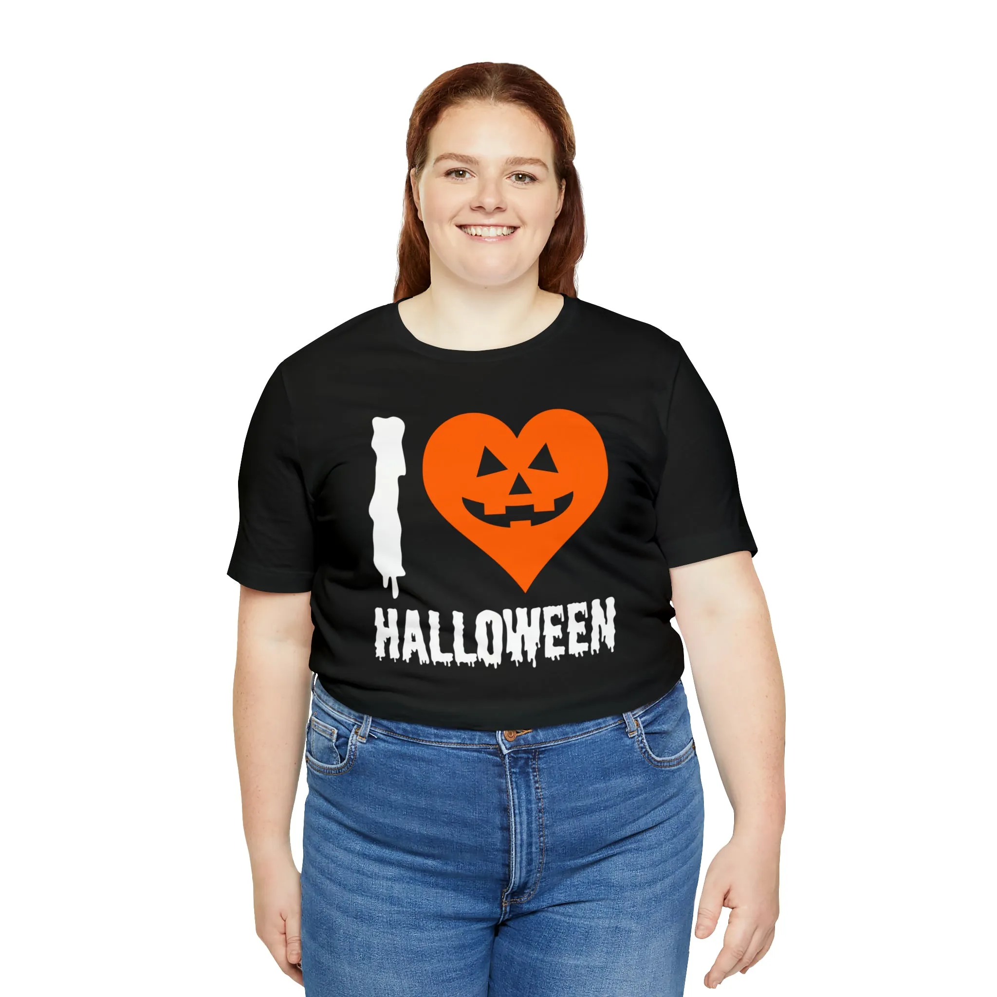 I Love Halloween T-Shirt | Scary Jack-O-Lantern Tee |  Bella Canvas 3001Unisex | Funny Short Sleeve Tshirt