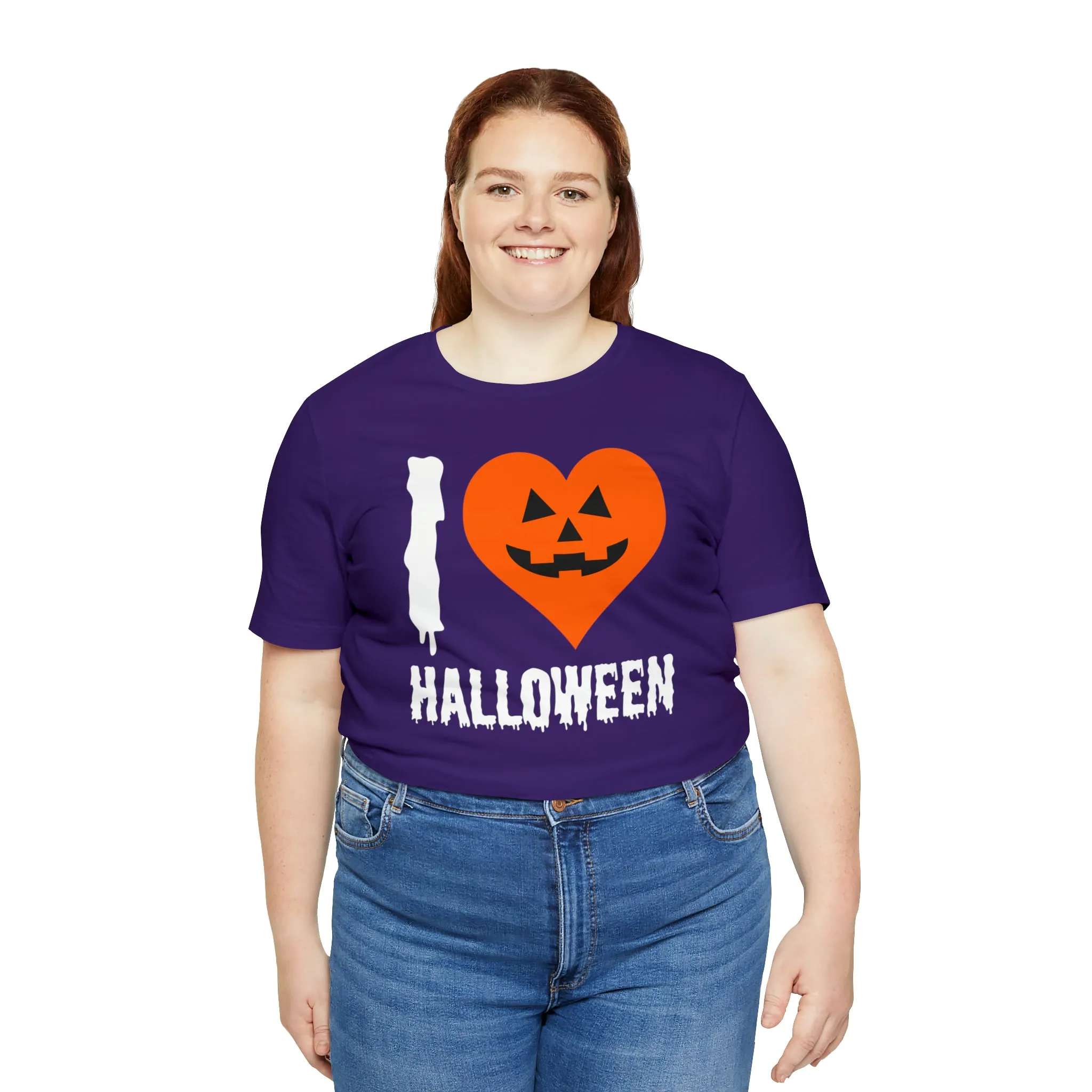 I Love Halloween T-Shirt | Scary Jack-O-Lantern Tee |  Bella Canvas 3001Unisex | Funny Short Sleeve Tshirt