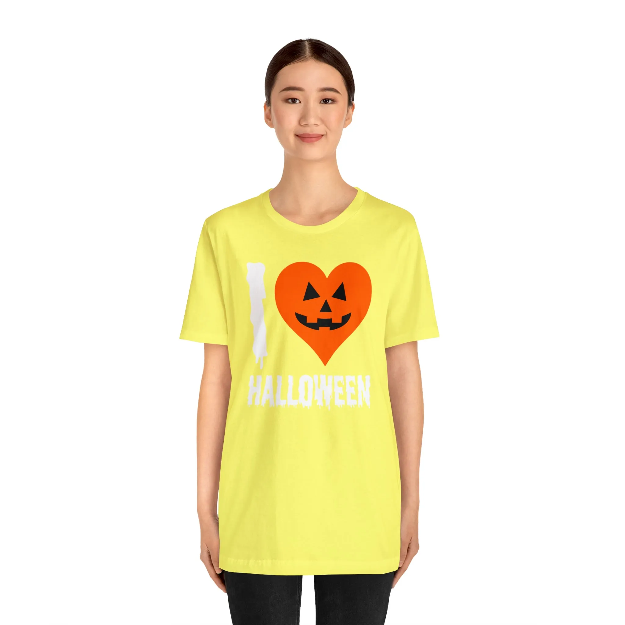 I Love Halloween T-Shirt | Scary Jack-O-Lantern Tee |  Bella Canvas 3001Unisex | Funny Short Sleeve Tshirt