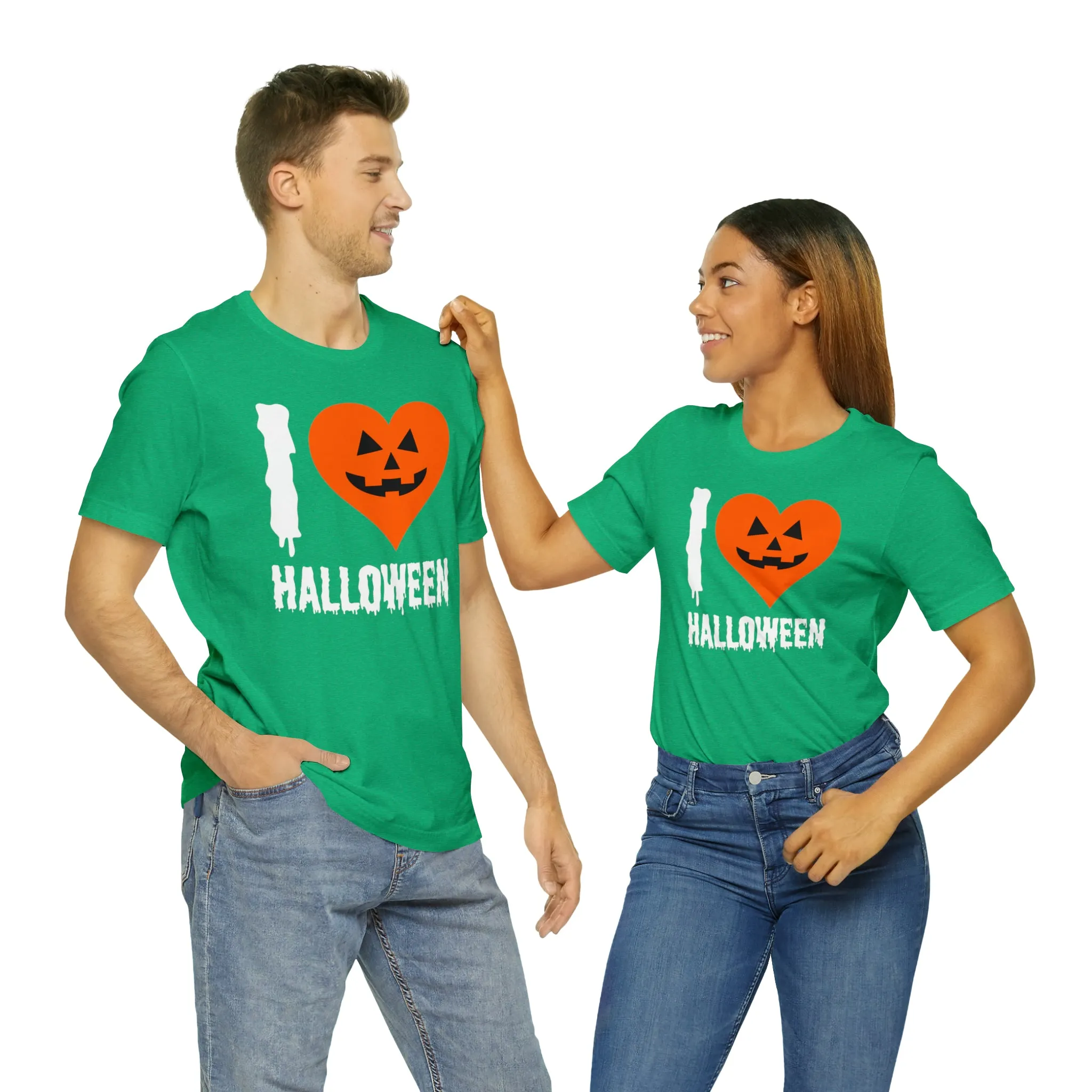 I Love Halloween T-Shirt | Scary Jack-O-Lantern Tee |  Bella Canvas 3001Unisex | Funny Short Sleeve Tshirt