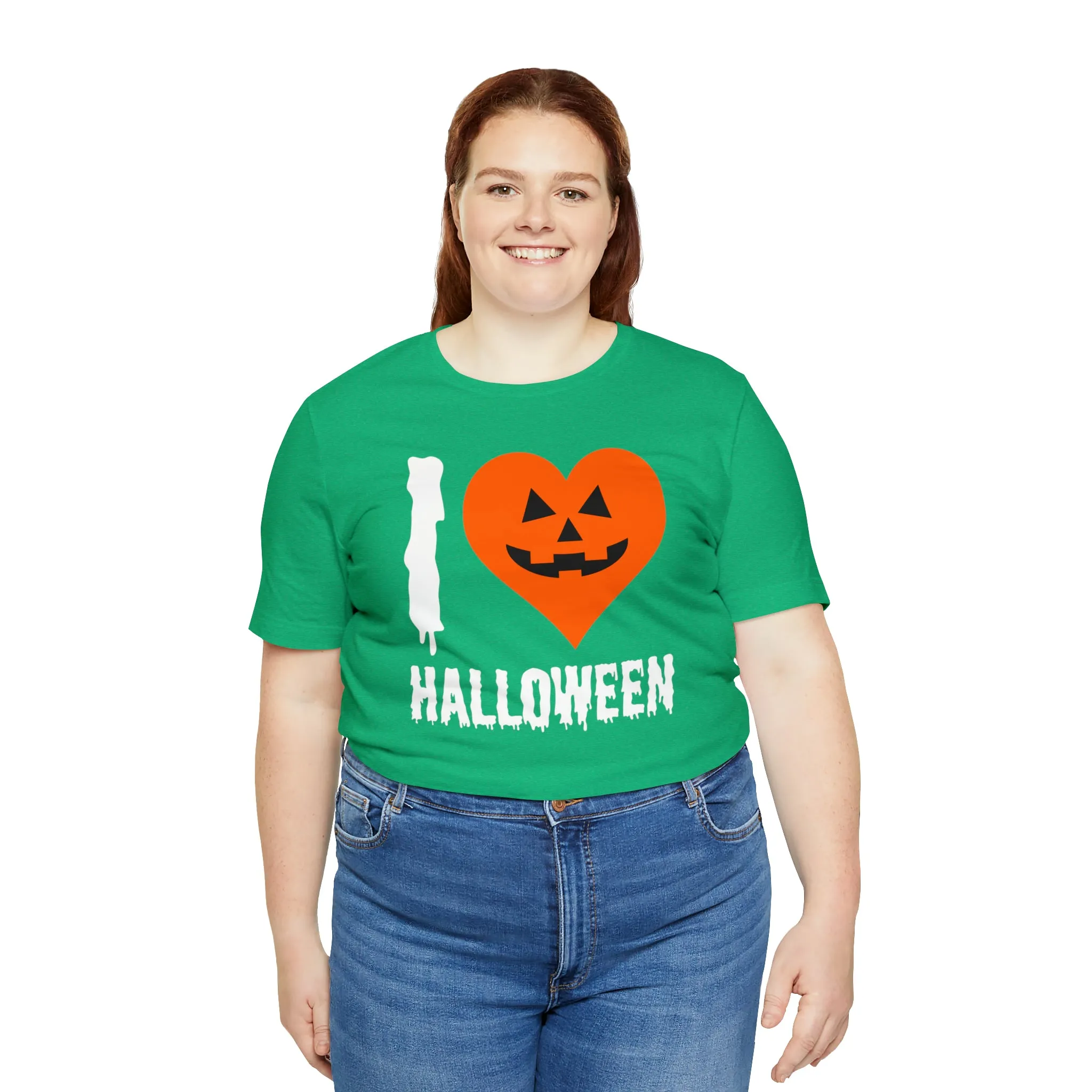 I Love Halloween T-Shirt | Scary Jack-O-Lantern Tee |  Bella Canvas 3001Unisex | Funny Short Sleeve Tshirt