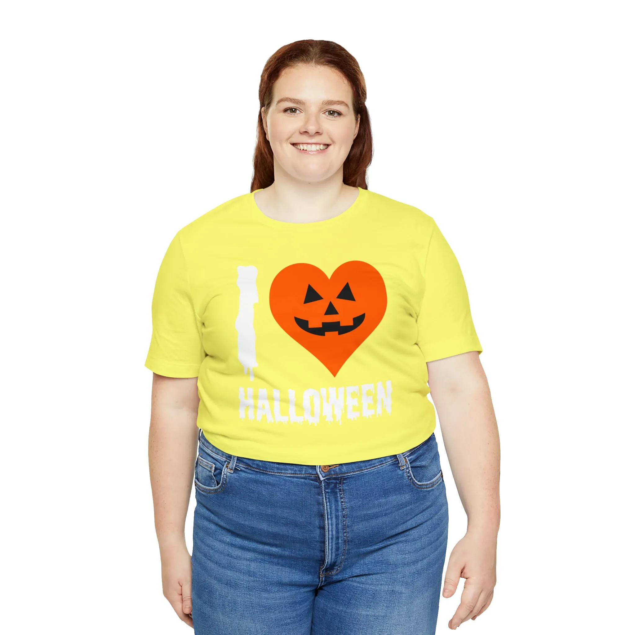 I Love Halloween T-Shirt | Scary Jack-O-Lantern Tee |  Bella Canvas 3001Unisex | Funny Short Sleeve Tshirt