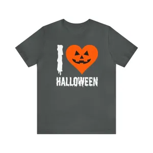 I Love Halloween T-Shirt | Scary Jack-O-Lantern Tee |  Bella Canvas 3001Unisex | Funny Short Sleeve Tshirt