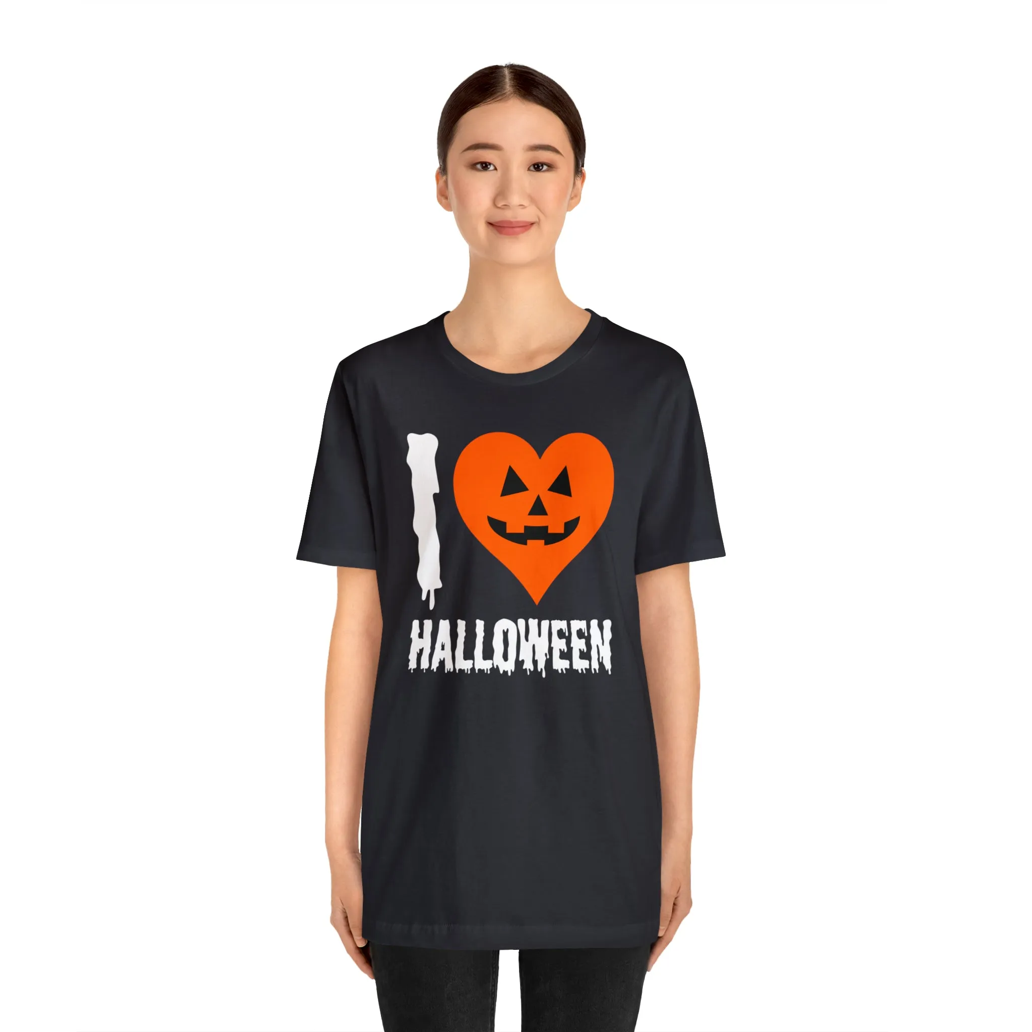 I Love Halloween T-Shirt | Scary Jack-O-Lantern Tee |  Bella Canvas 3001Unisex | Funny Short Sleeve Tshirt