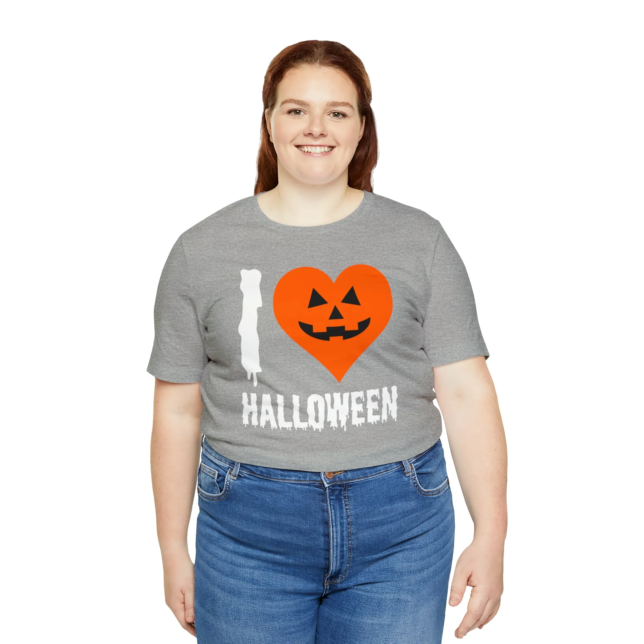 I Love Halloween T-Shirt | Scary Jack-O-Lantern Tee |  Bella Canvas 3001Unisex | Funny Short Sleeve Tshirt
