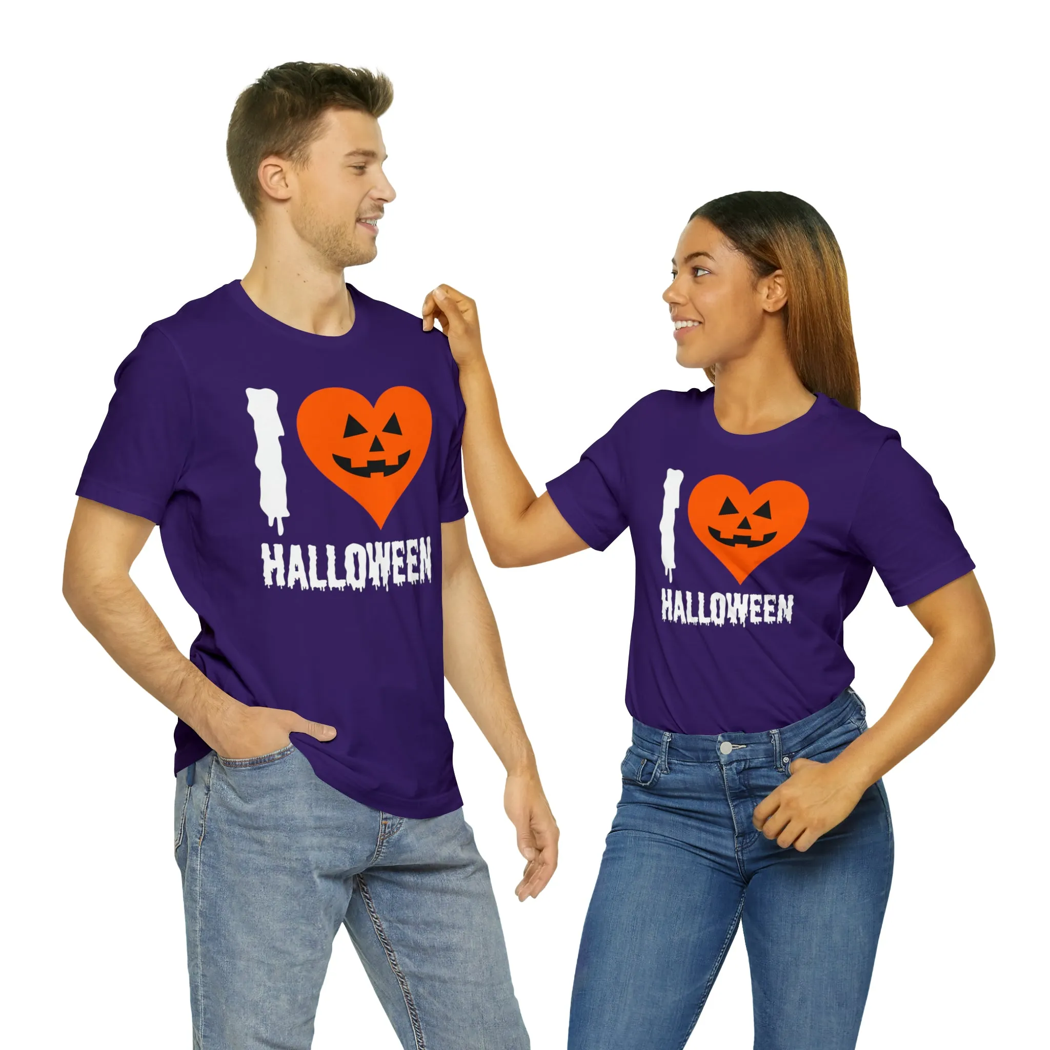 I Love Halloween T-Shirt | Scary Jack-O-Lantern Tee |  Bella Canvas 3001Unisex | Funny Short Sleeve Tshirt
