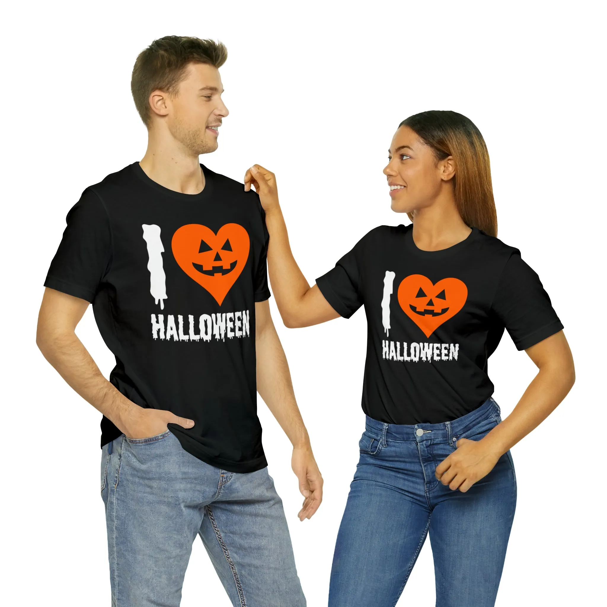 I Love Halloween T-Shirt | Scary Jack-O-Lantern Tee |  Bella Canvas 3001Unisex | Funny Short Sleeve Tshirt