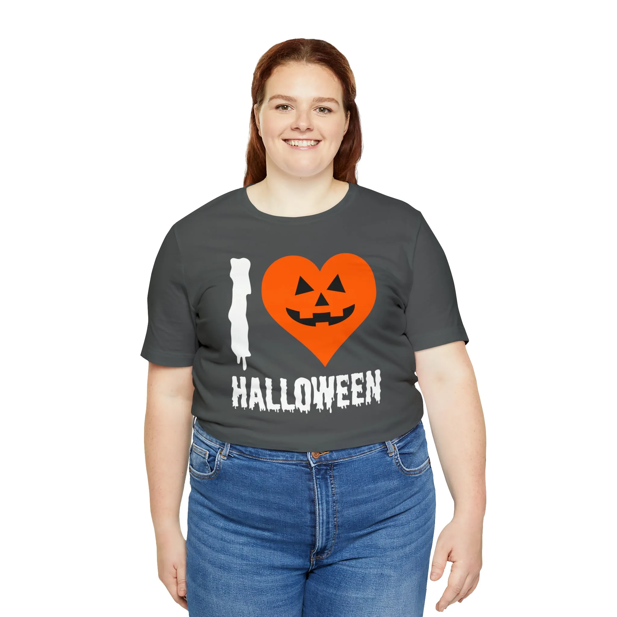 I Love Halloween T-Shirt | Scary Jack-O-Lantern Tee |  Bella Canvas 3001Unisex | Funny Short Sleeve Tshirt