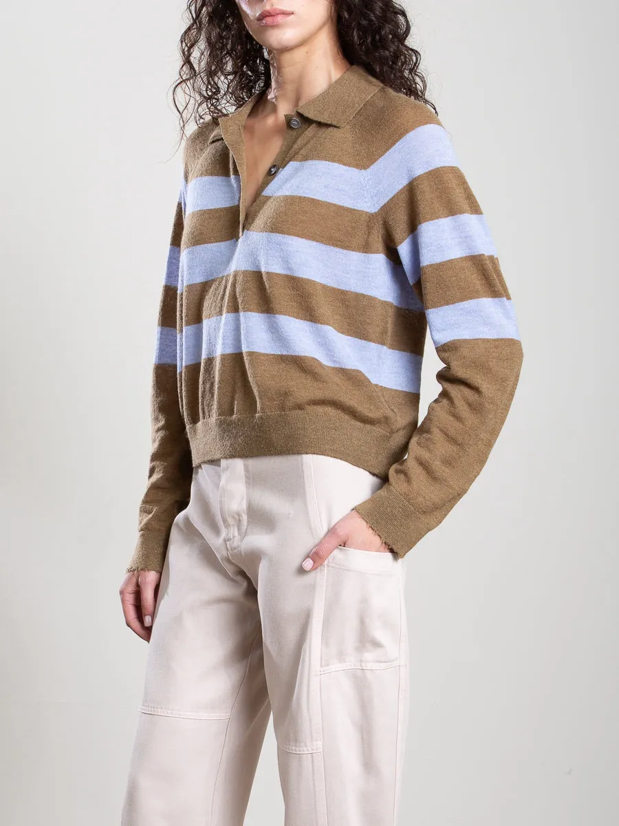 Jasper Polo in Stripe - Bronze/Crystal