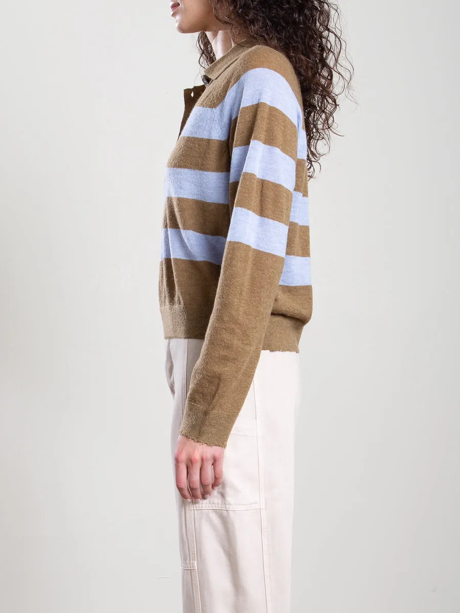 Jasper Polo in Stripe - Bronze/Crystal