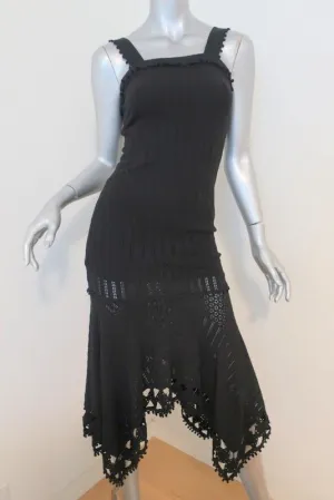 Jonathan Simkhai Dress Black Pointelle Crochet Knit Sleeveless Size Extra Small
