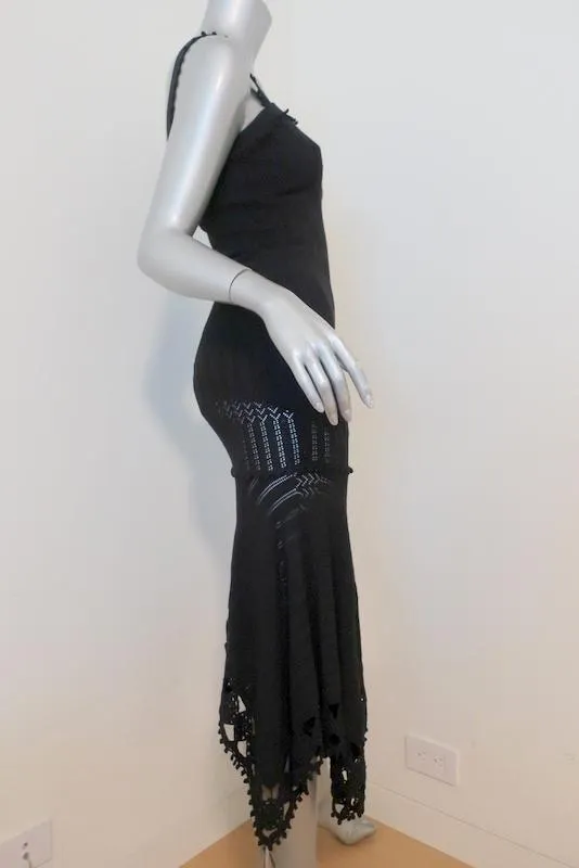 Jonathan Simkhai Dress Black Pointelle Crochet Knit Sleeveless Size Extra Small
