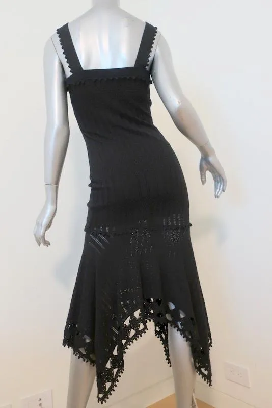 Jonathan Simkhai Dress Black Pointelle Crochet Knit Sleeveless Size Extra Small
