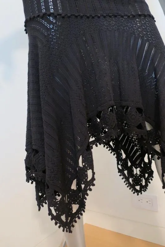 Jonathan Simkhai Dress Black Pointelle Crochet Knit Sleeveless Size Extra Small