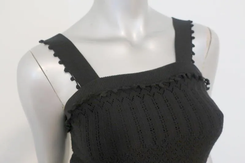 Jonathan Simkhai Dress Black Pointelle Crochet Knit Sleeveless Size Extra Small