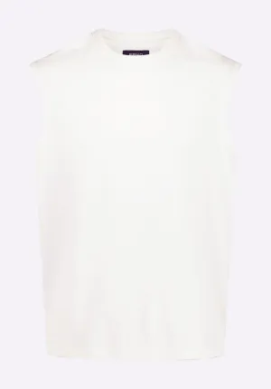 Kingster Men's Sleeveless Crew Neck Relaxed Fit Jersey Tank Top, Milk - BM24601