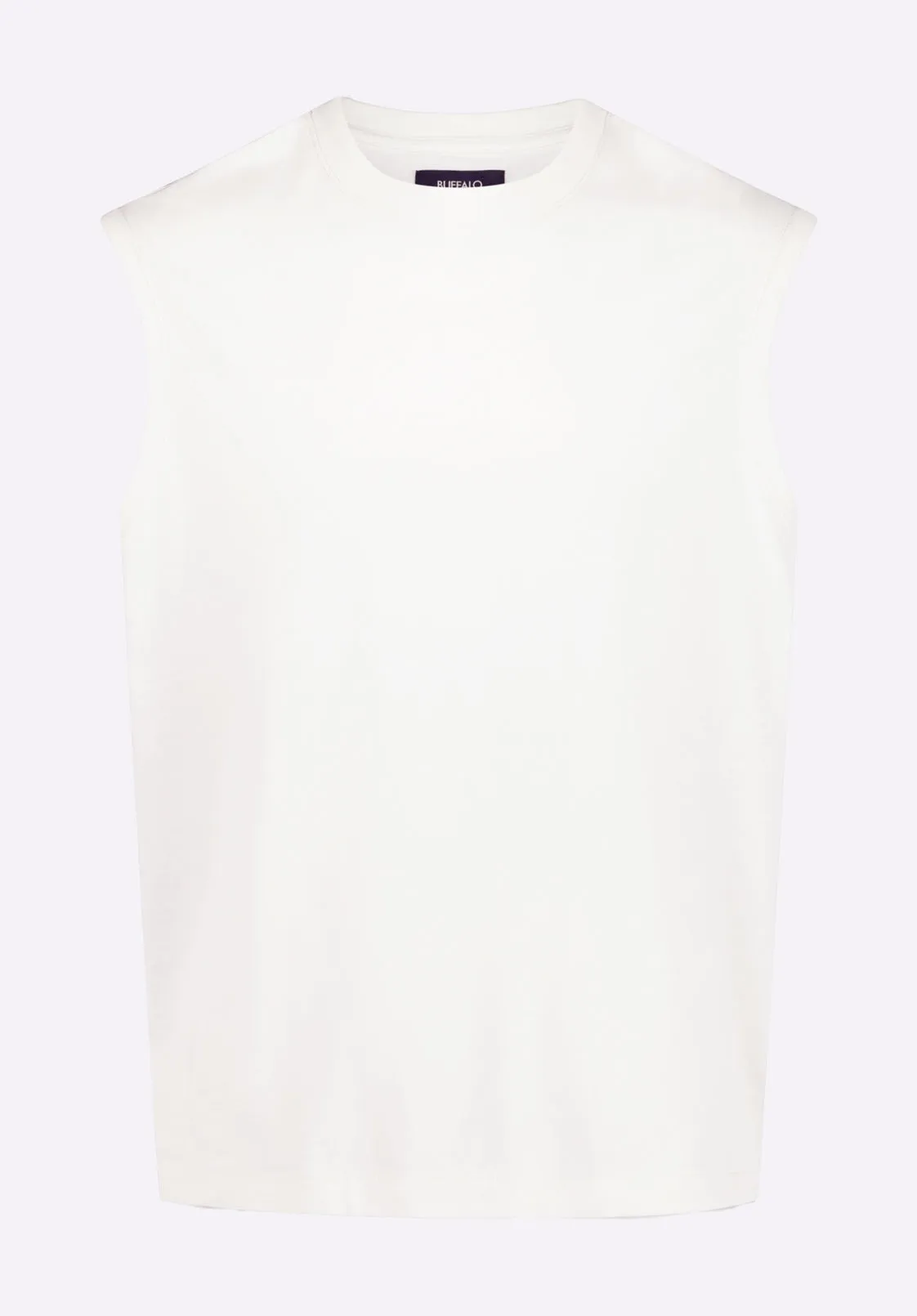 Kingster Men's Sleeveless Crew Neck Relaxed Fit Jersey Tank Top, Milk - BM24601