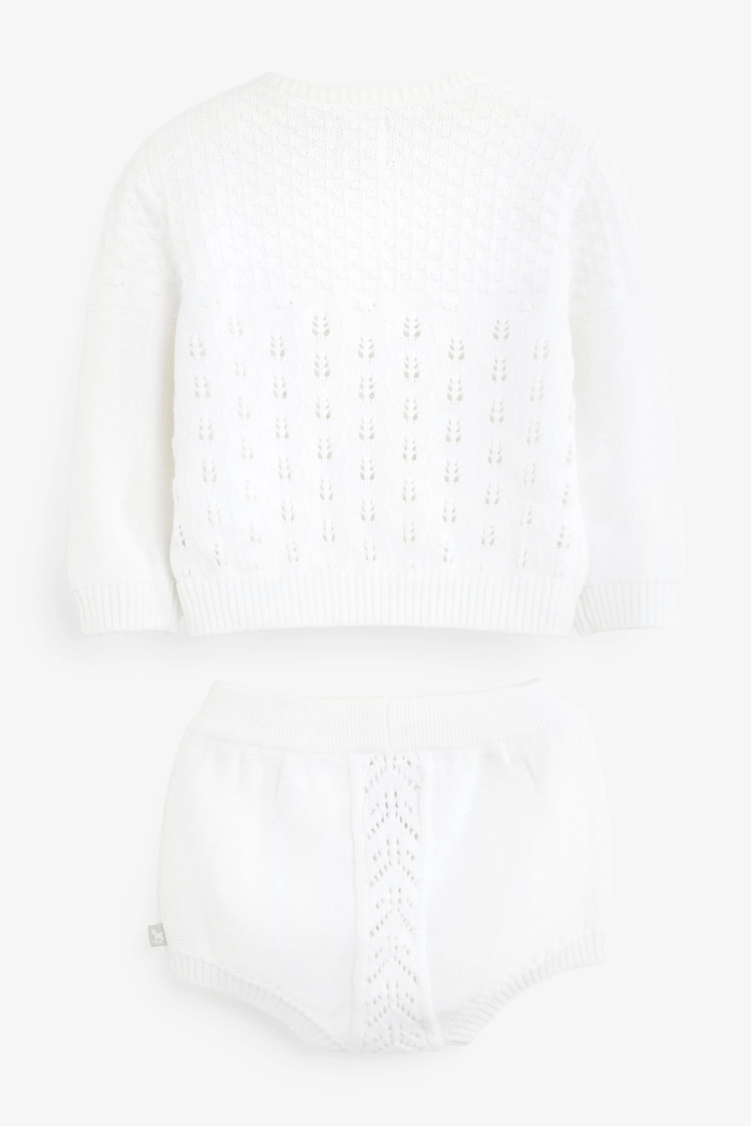 Knitted Cardi/Bonnet/Knickers Set, white