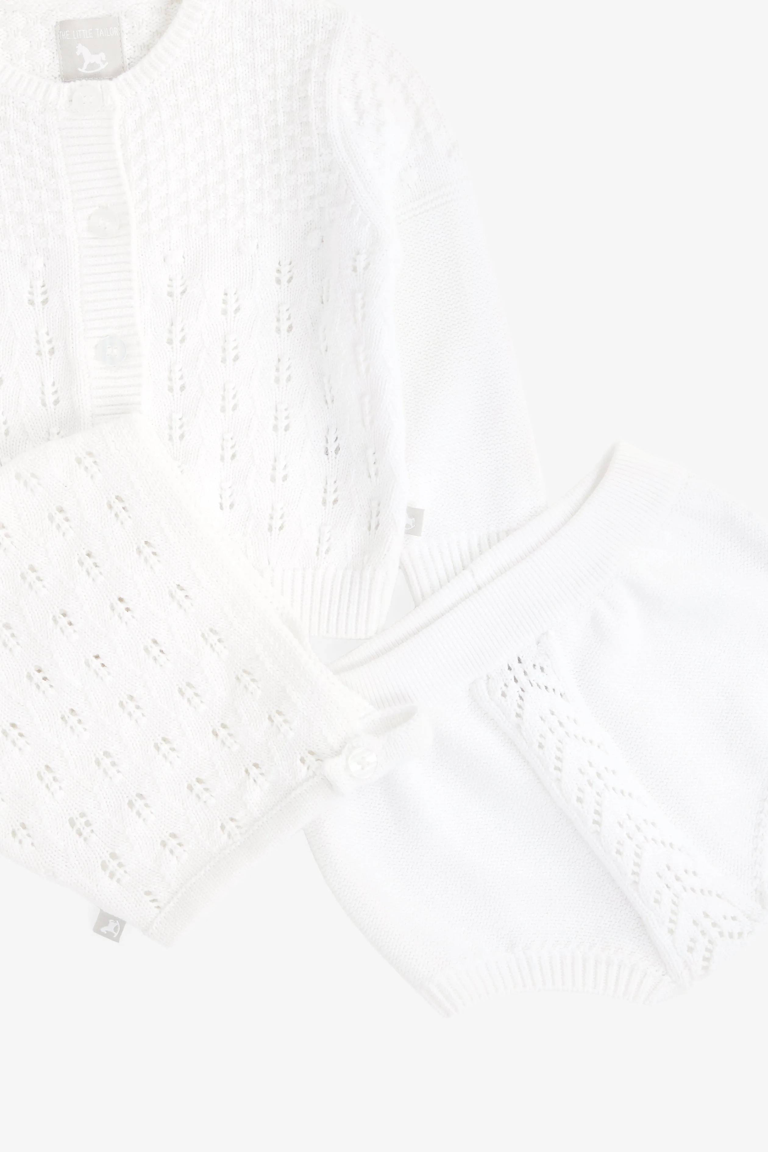 Knitted Cardi/Bonnet/Knickers Set, white