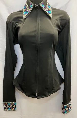 Ladies’ RHC Zip Up Embellished Collar Westen Show Shirt