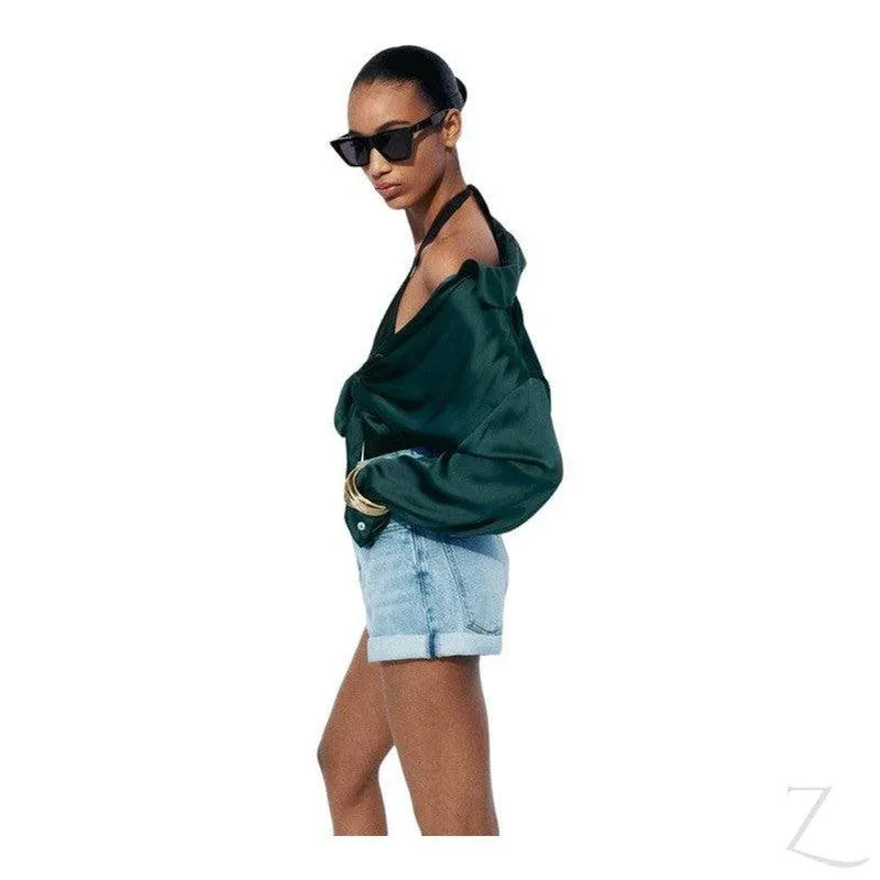 Ladies Satin Effect Basic Shirt | Long SLeeve | "Zia"