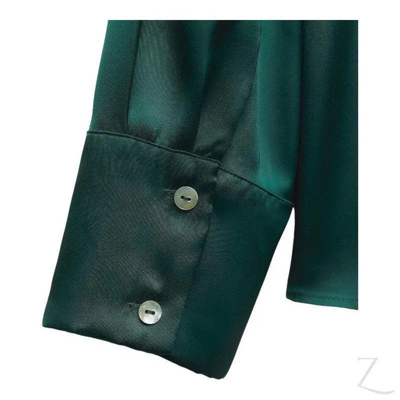 Ladies Satin Effect Basic Shirt | Long SLeeve | "Zia"