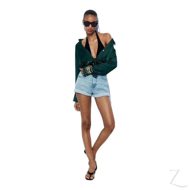 Ladies Satin Effect Basic Shirt | Long SLeeve | "Zia"