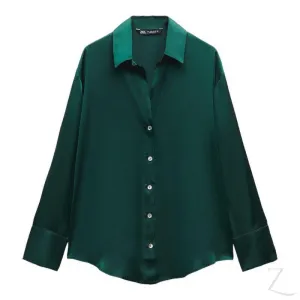 Ladies Satin Effect Basic Shirt | Long SLeeve | "Zia"