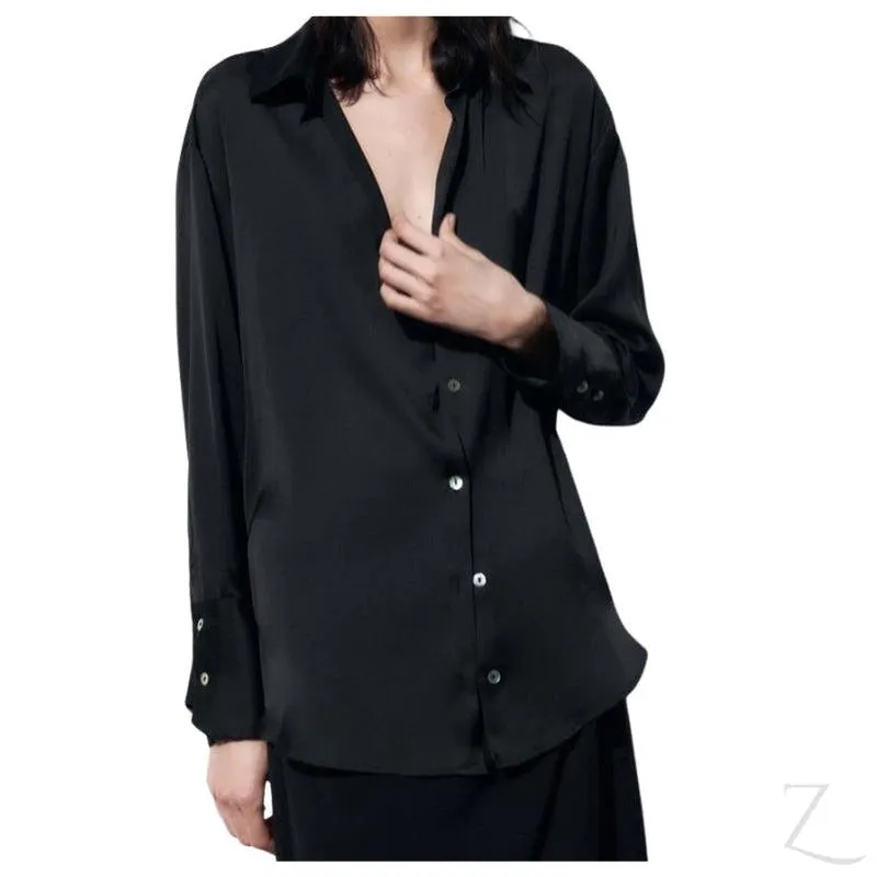 Ladies Silky Satin Shirt | Plain | "Zia"