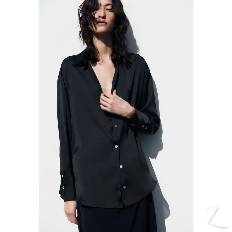 Ladies Silky Satin Shirt | Plain | "Zia"