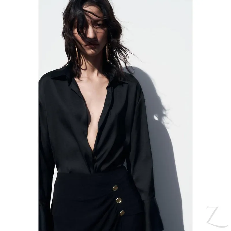 Ladies Silky Satin Shirt | Plain | "Zia"