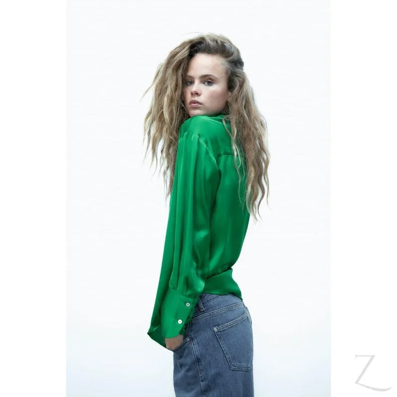 Ladies Silky Satin Shirt | Plain | "Zia"