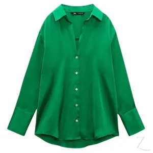 Ladies Silky Satin Shirt | Plain | "Zia"