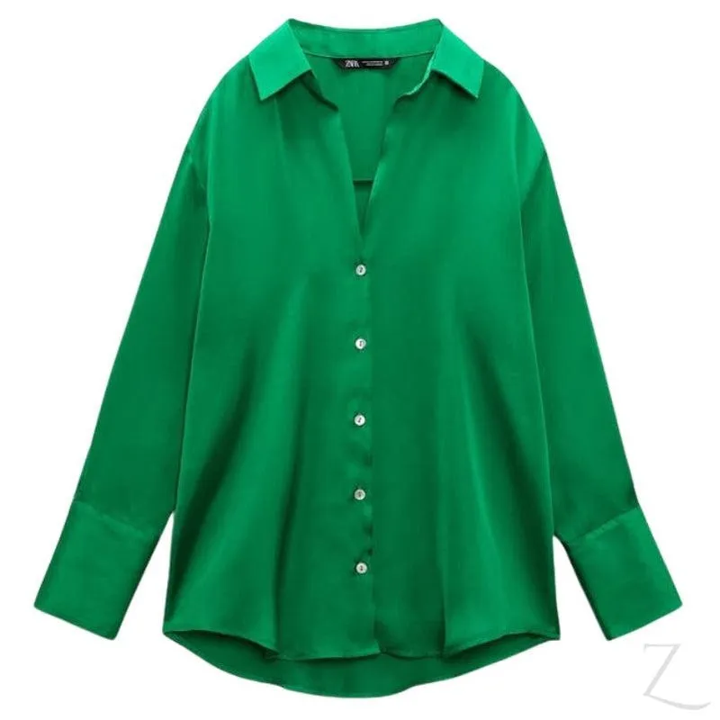 Ladies Silky Satin Shirt | Plain | "Zia"
