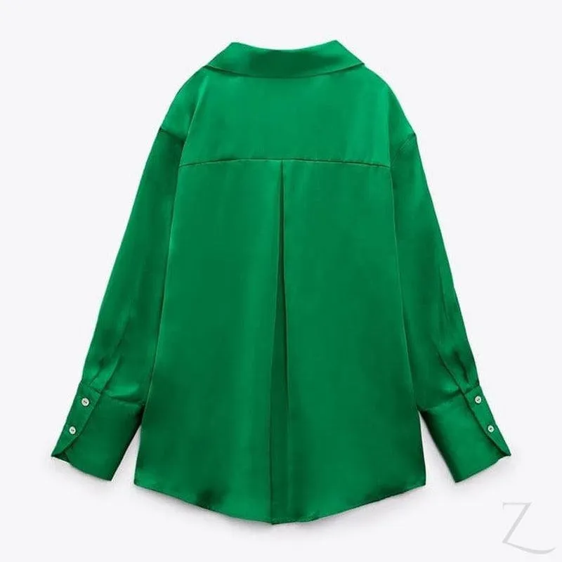 Ladies Silky Satin Shirt | Plain | "Zia"