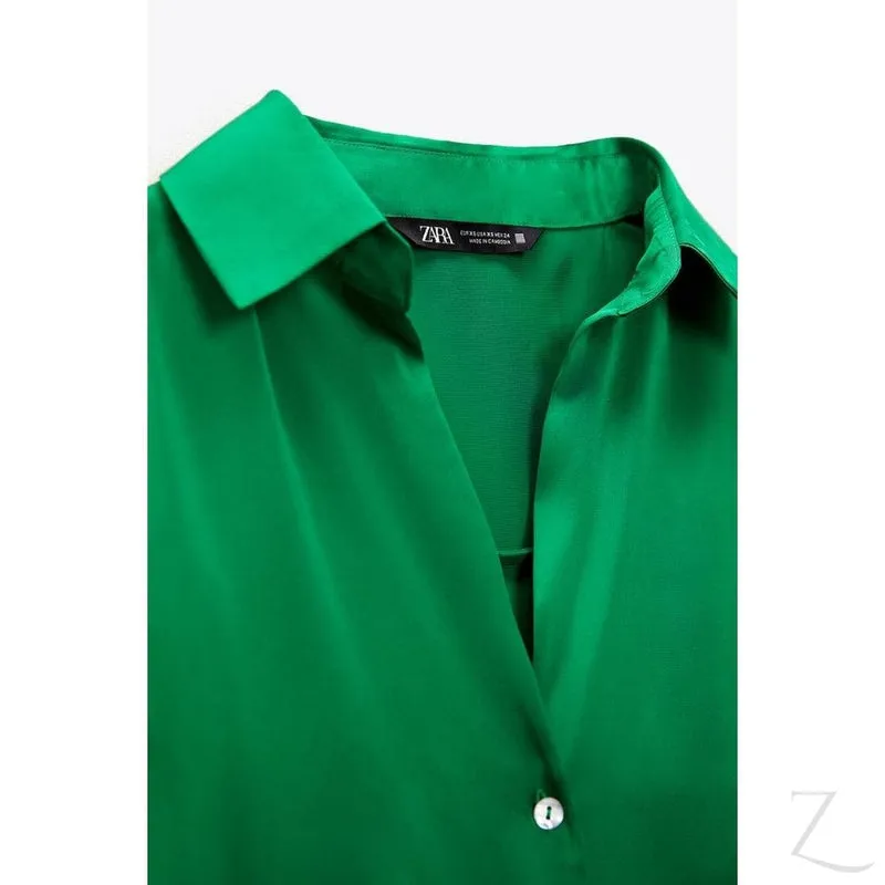 Ladies Silky Satin Shirt | Plain | "Zia"