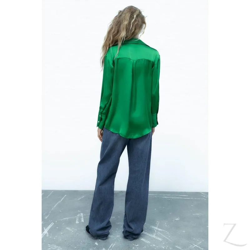 Ladies Silky Satin Shirt | Plain | "Zia"