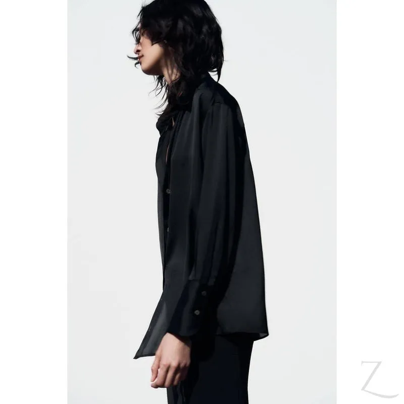 Ladies Silky Satin Shirt | Plain | "Zia"