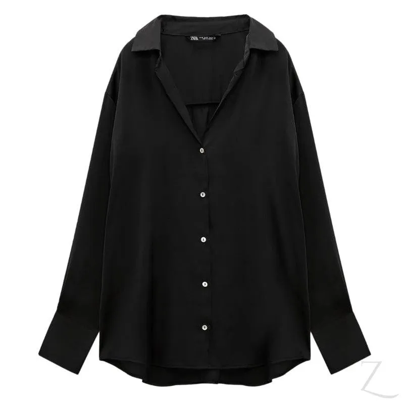 Ladies Silky Satin Shirt | Plain | "Zia"