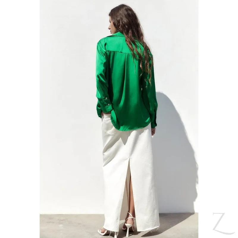 Ladies Silky Satin Shirt | Plain | "Zia"