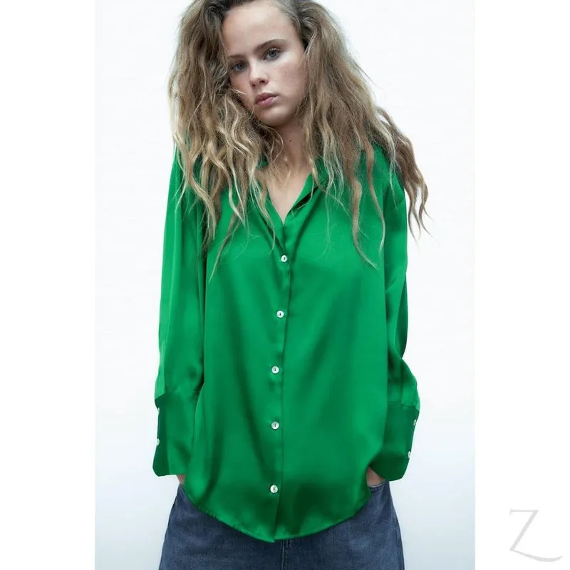 Ladies Silky Satin Shirt | Plain | "Zia"