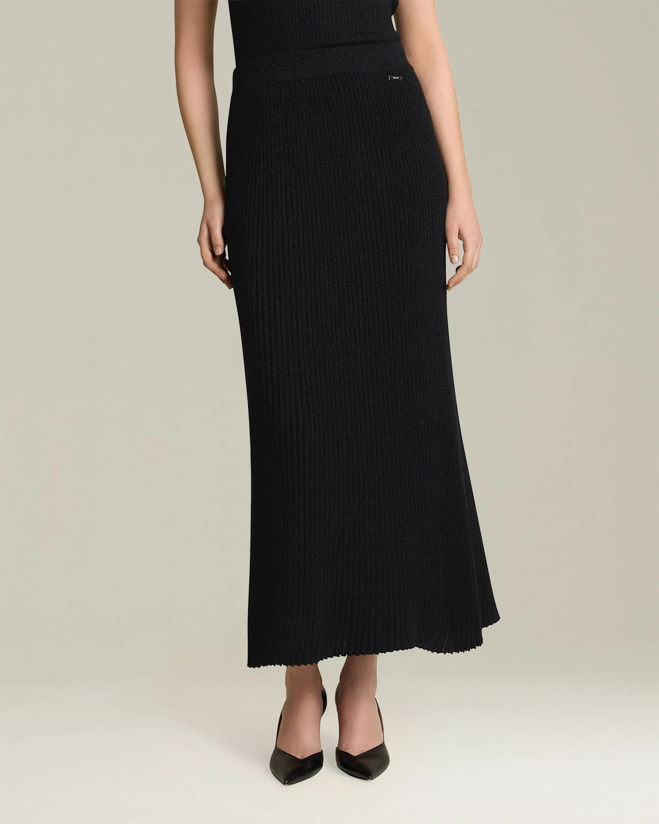 LAMÉ WOOL PENCIL SKIRT