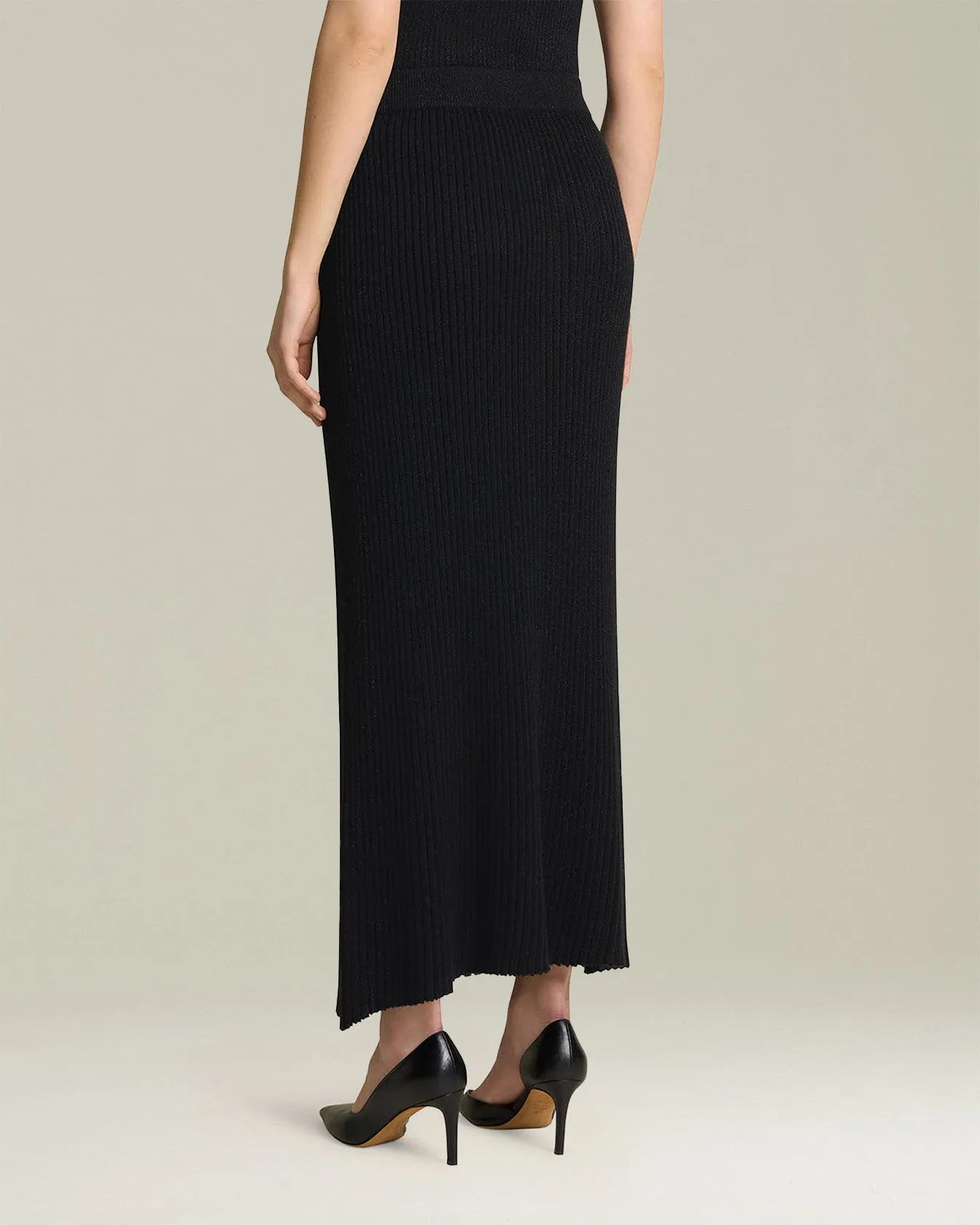 LAMÉ WOOL PENCIL SKIRT