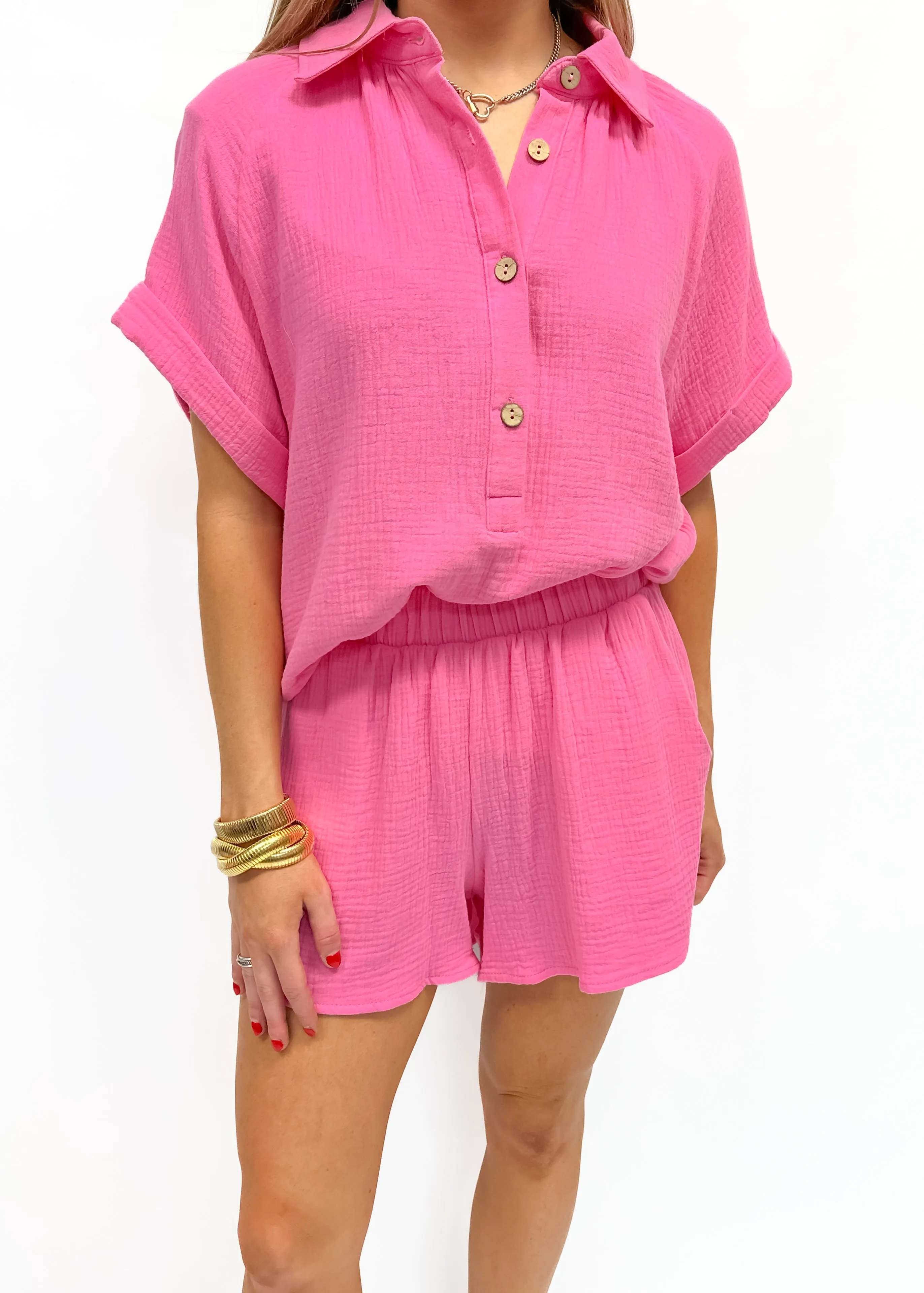 LBLOX Gauze Top & Short Set - Pink