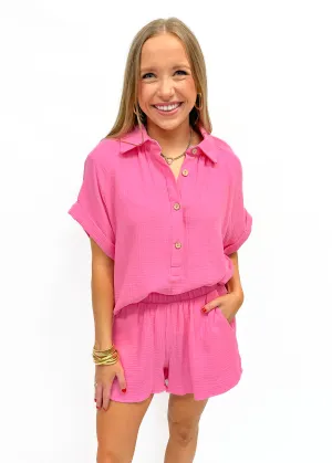 LBLOX Gauze Top & Short Set - Pink