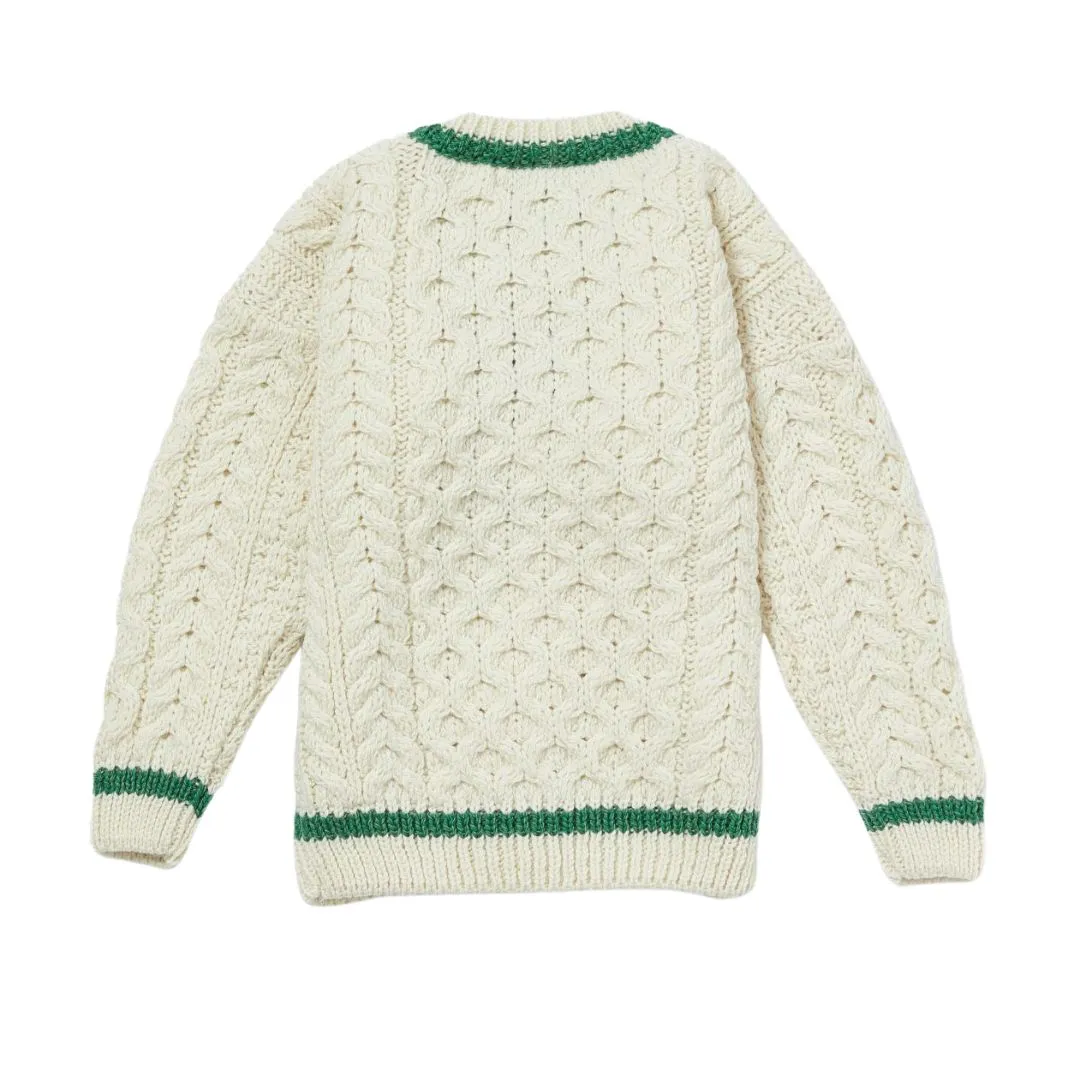 London Days Merino Children's Cardigan - Cream & Green