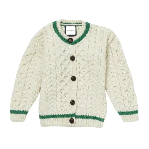 London Days Merino Children's Cardigan - Cream & Green