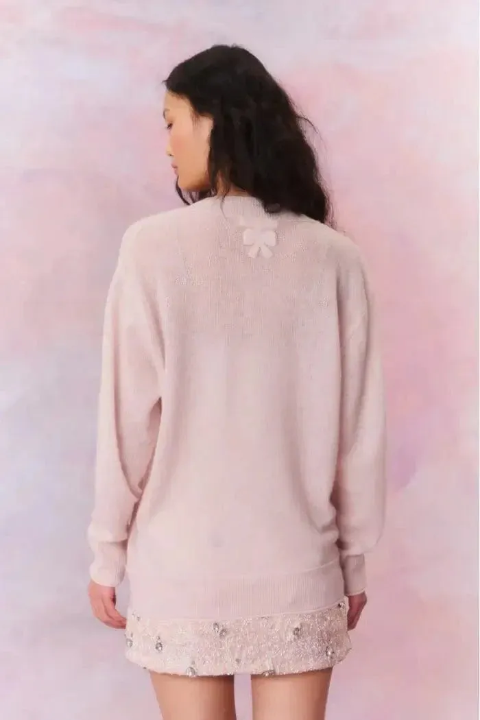 Love Shack Fancy - Applene Cardigan in Pearl Pink