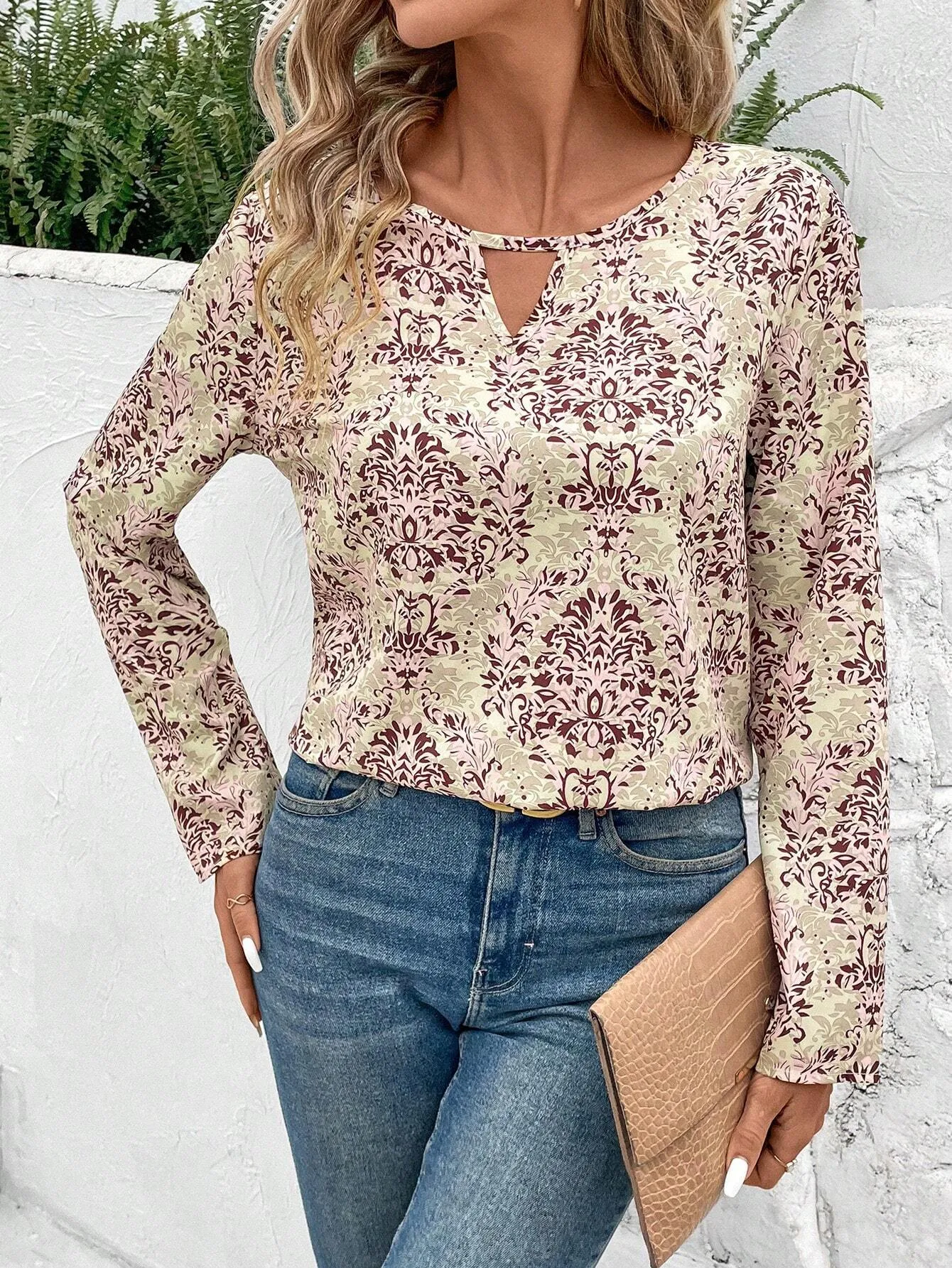 LUNE Women's Satin Printed 3/4 Sleeve Shirt