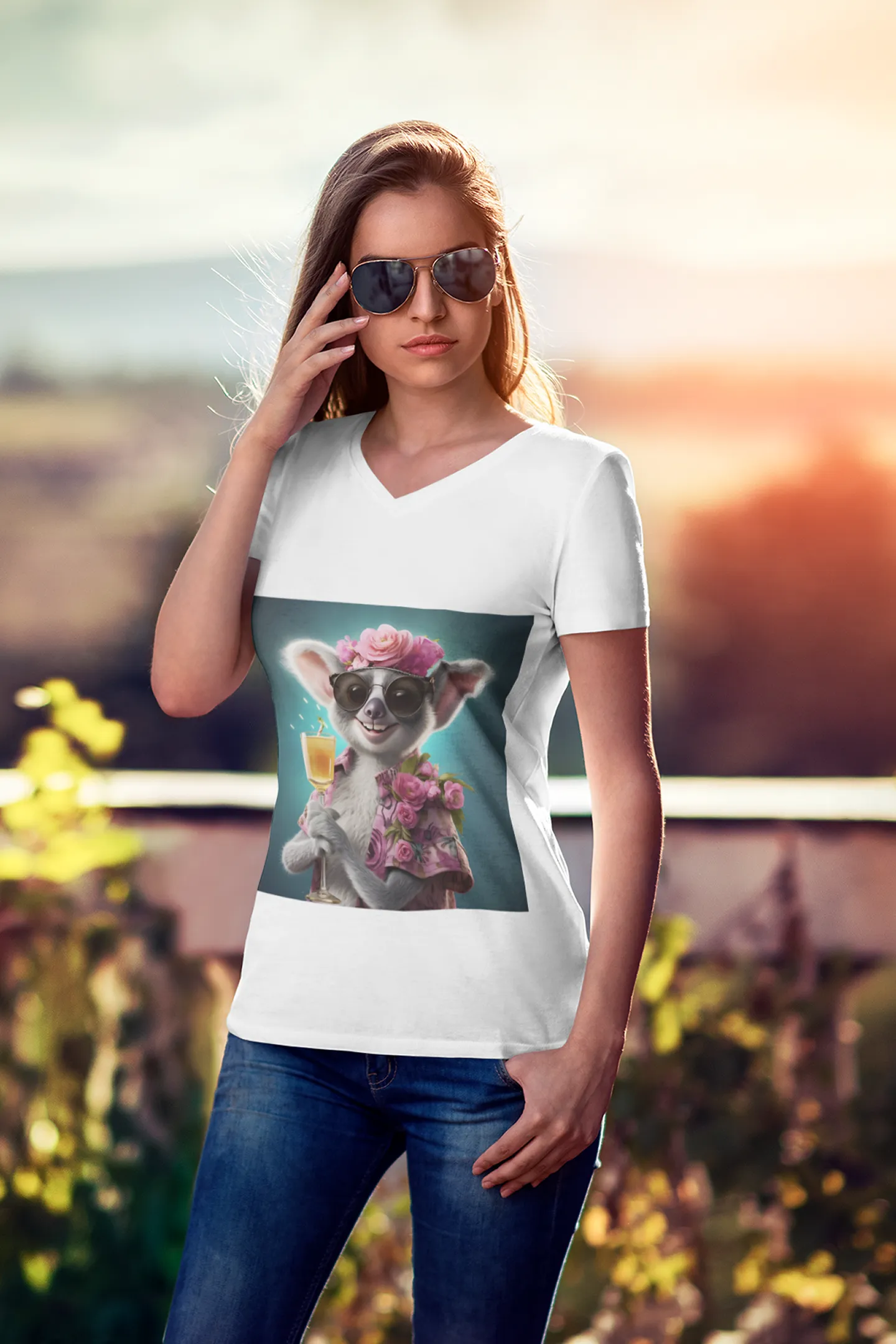 Lush Lemur New Generations | Bella Rose | Unisex Jersey Short Sleeve V-Neck Tee